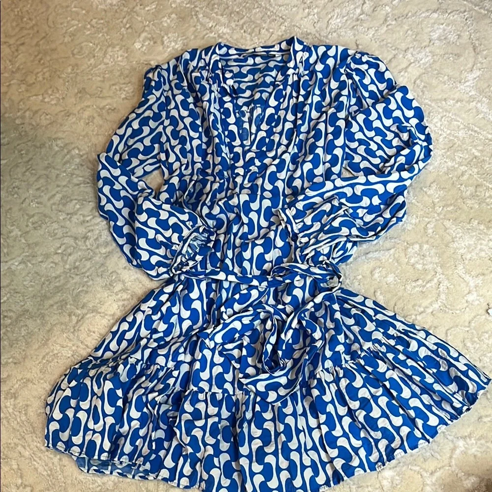 Zara | Blue and White Puff Sleeve Sundress - Picture 6 of 11